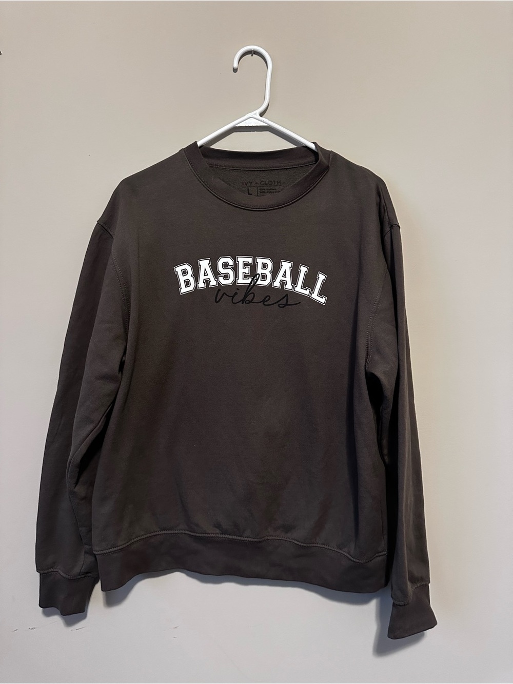 BASEBALL Vibes Crewneck Sweatshirt - Charcoal Brown